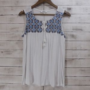 BeachLunchLounge | White tank with embroidery